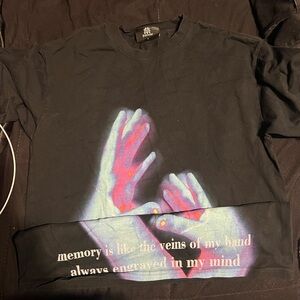 Black Graphic Tee with Colorful Hand Design